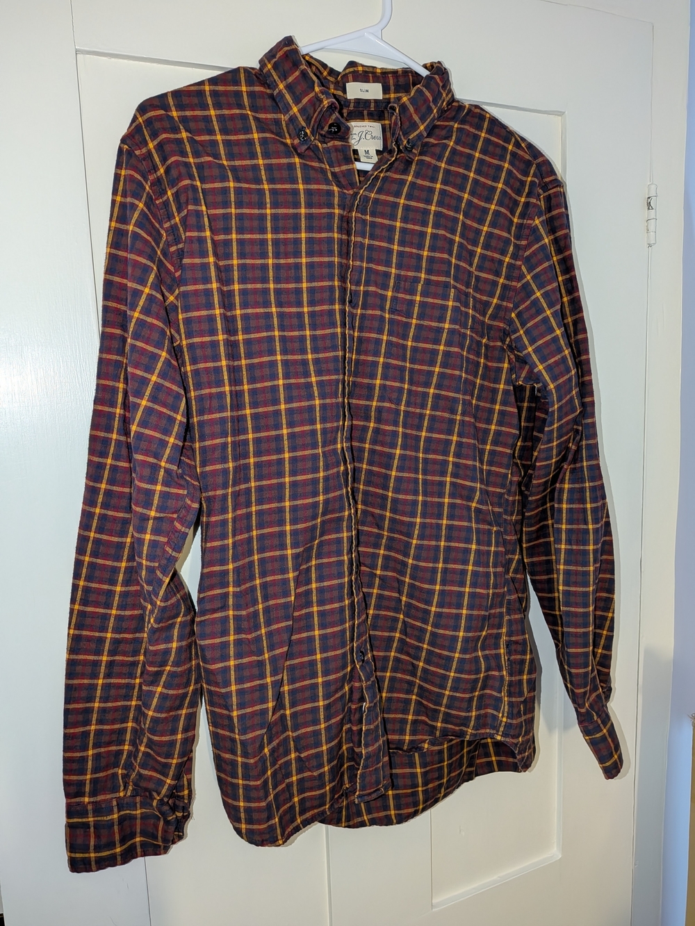 J. Crew Men’s Plaid Button-Down Shirt in Navy, Red, Yellow